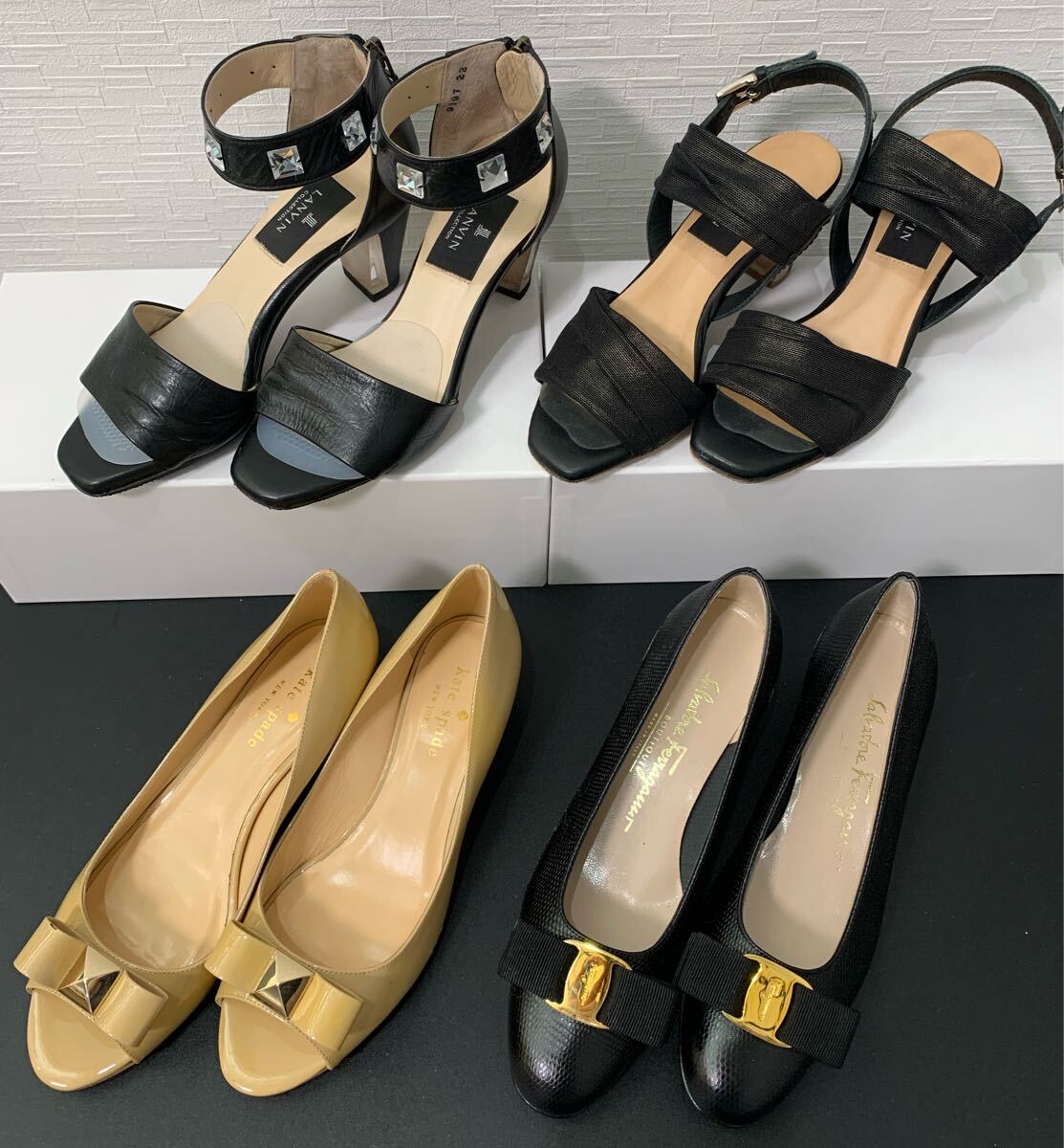 A8-83 Salvatore Ferragamo サルヴァトーレ フェラガモ kate spade ケイトスペード LANVIN ランバン パンプス サンダル 4足 まとめ 靴拍卖