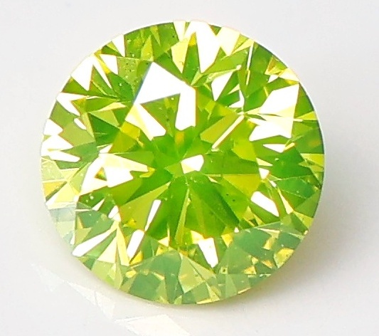 【100円~】0.171ct 天然ダイヤ FANCY VIVID YELLOW GREEN(トリート)SI1 RD拍卖