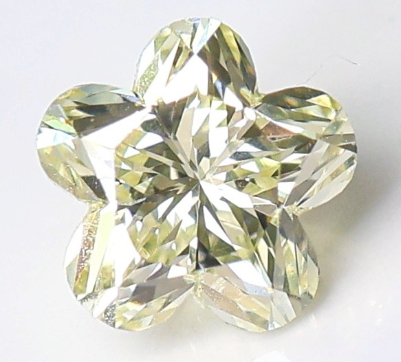 【100円~】VS1!0.201ct 天然ダイヤ VERY LIGHT YELLOW(ナチュラルカラー)FLOWER CUT拍卖