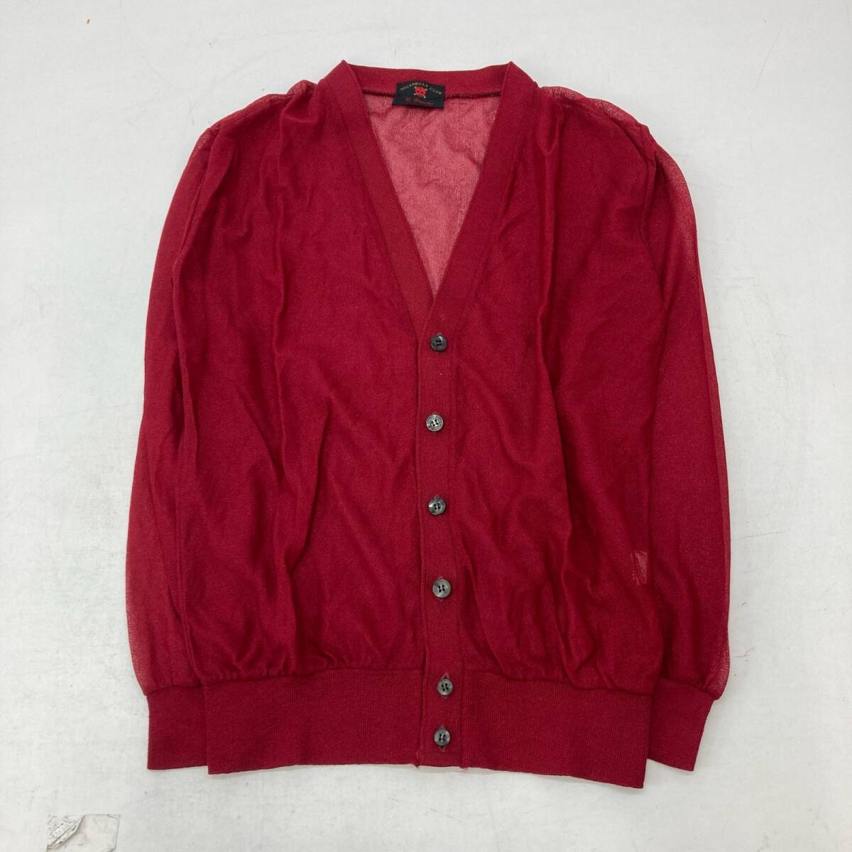 △ ロカビリークラブ R. Bronks カーディガン メンズ L レッド ニット セーター Vネック アセテート ナイロン 90s グランジパンク 古着拍卖