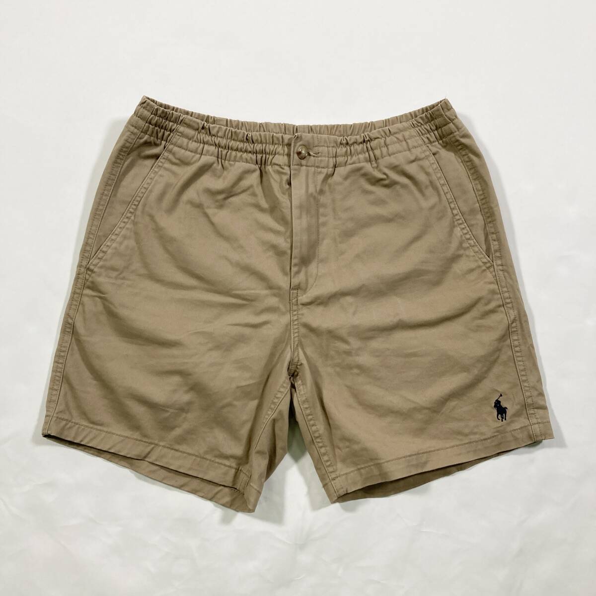 ★ POLO RALPH LAUREN ポロ・ラルフローレン ショートパンツ ハーフパンツ ボトムス ポニーロゴ ウエストゴム仕様 ベージュ SP メンズ拍卖