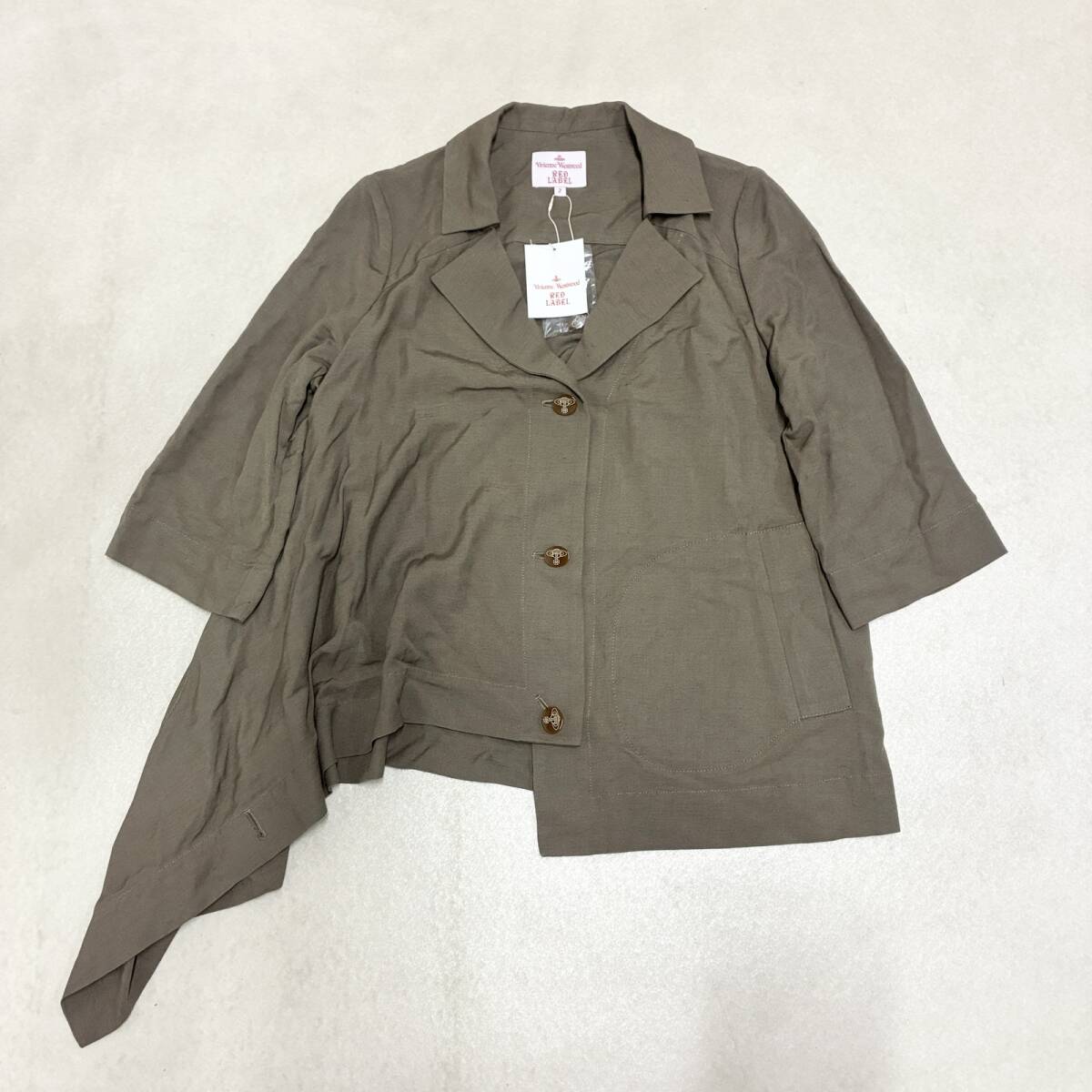 ● Vivienne Westwood ヴィヴィアンウエストウッド その他アウター アシンメトリー ジャケット リネン 麻 タグ付 レディース 現状品拍卖