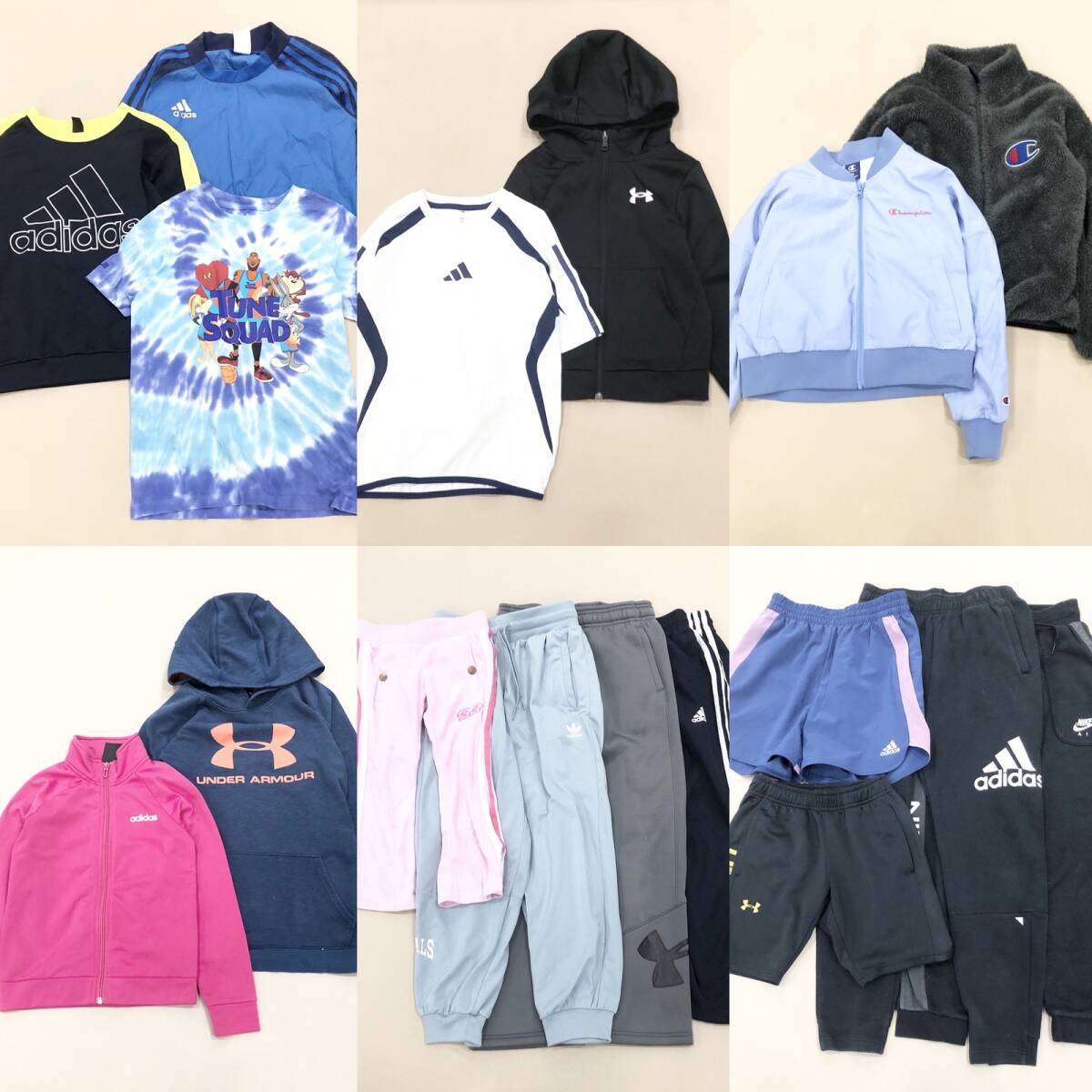 ★ スポーツブランド 子供服 17点 まとめ NIKE adidas UNDER ARMOUR Tシャツ パンツ パーカ ジャージ キッズ ジュニア サイズMIX 卸 現状品拍卖