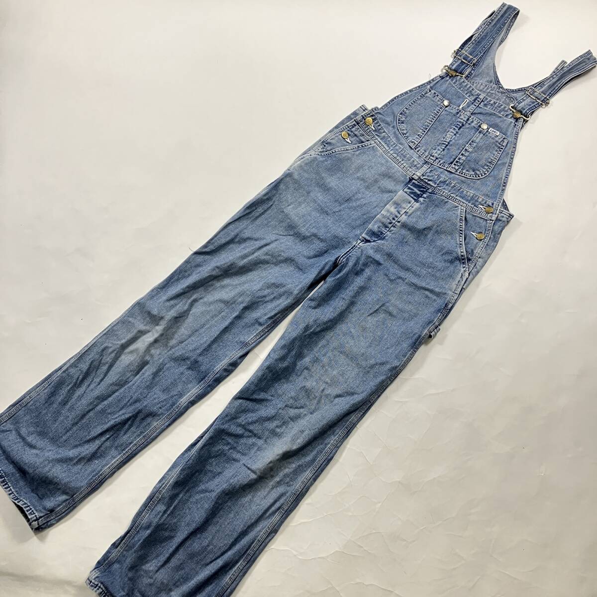 ★ 90s vintage Lee リー オーバーオール デニム サロペット ツナギ ワークウェア コットン 日本製 古着 ブルー W30 メンズ拍卖