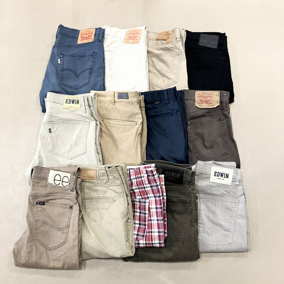 ★ Levi's EDWIN Lee 13点 まとめ リーバイス エドウィン リー デニムパンツ チノパン ハーフパンツ ボトムス サイズMIX メンズ 卸 現状品拍卖