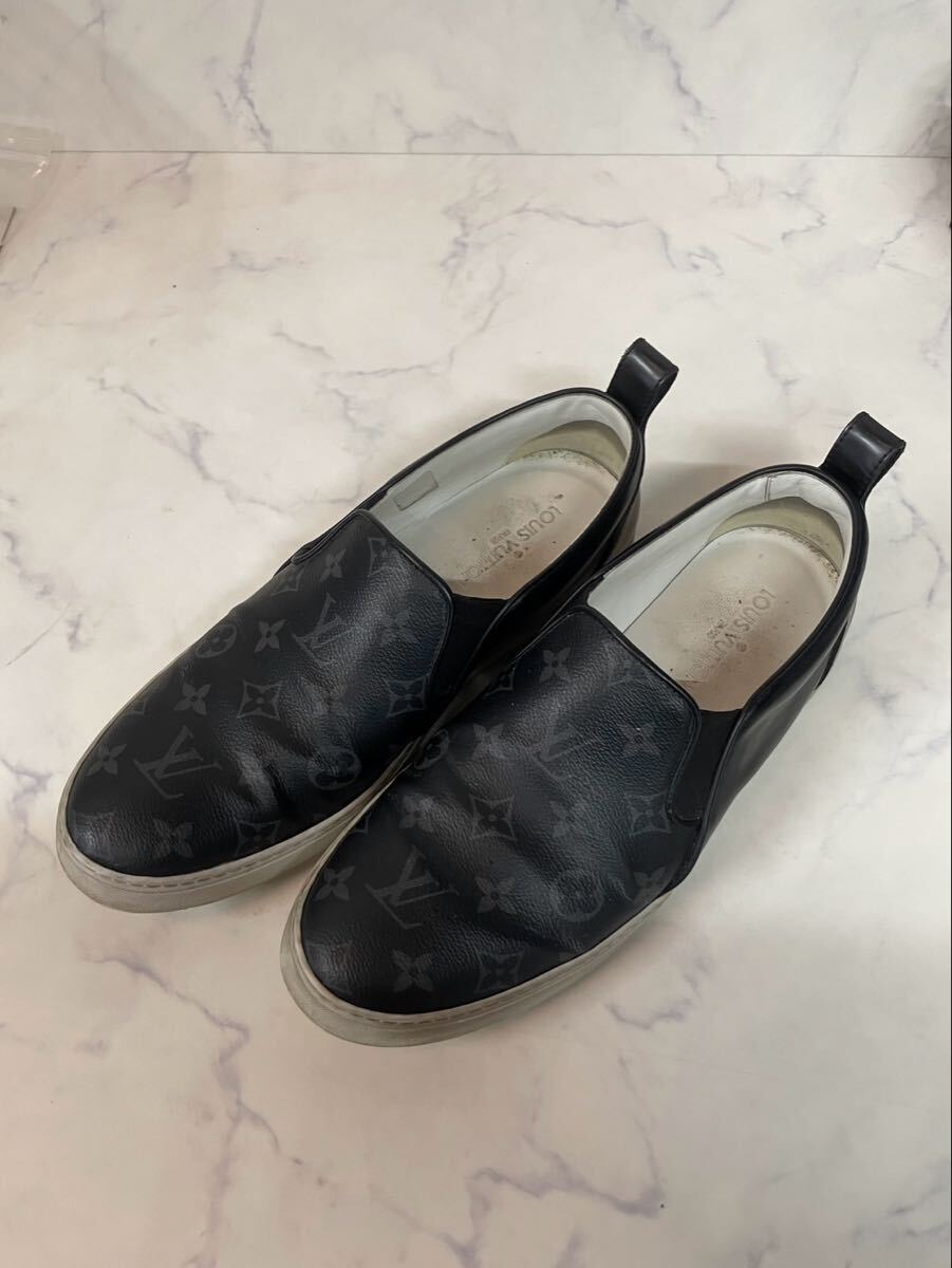 LOUIS VUITTON ルイヴィトン スリッポン スニーカー シューズ ブラック モノグラム エクリプス レザー 26〜26,5cm 拍卖