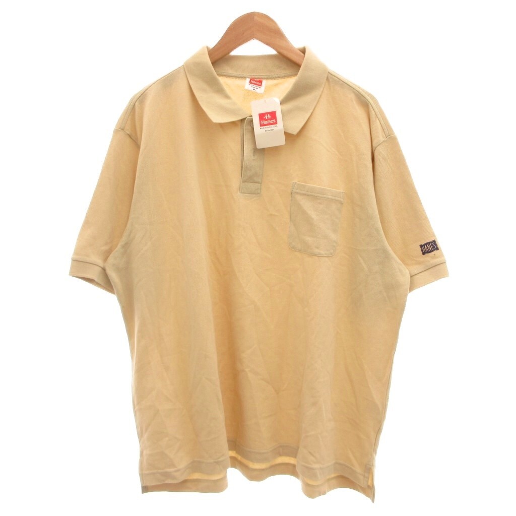 ヘインズ Hanes タグ付き ポロシャツ 4L ベージュ 無地 半袖 ポケット /SC ■ECF007 メンズ拍卖