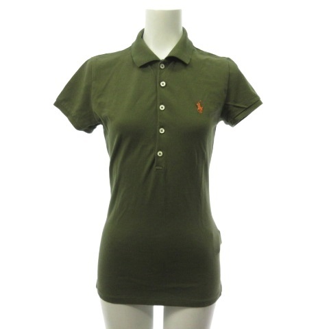ポロ ラルフローレン POLO RALPH LAUREN ポロシャツ 半袖 ワンポイント カーキ XS レディース拍卖