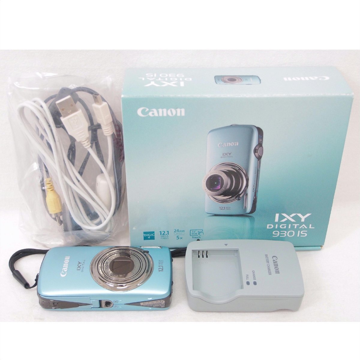 1円【良品】Canon キャノン/コンパクトデジタルカメラ IXY DIGITAL 930 IS ブルー 動作確認済/PC1437/78拍卖