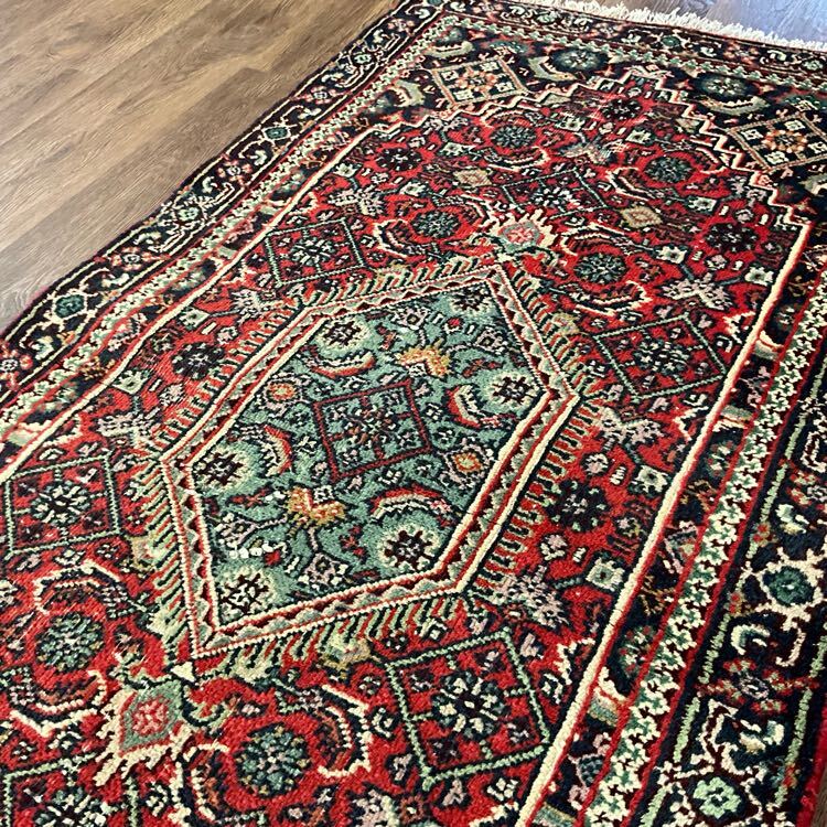 ★ヴィンテージの風格★134×70cm インド産 絨毯 ラグ ハンドメイド 玄関 キッチン リビング 店舗 什器 カーペット 02ADSRS260731008D拍卖
