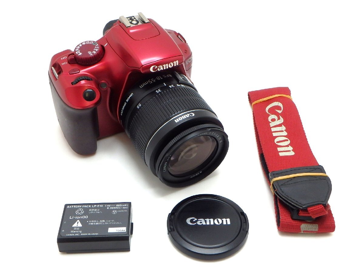 ★1円★ハローカメラ★ 3104 キヤノン Canon EOS Kiss X50 レッド EF-S18-55mm F3.5-5.6 IS II 約1220万画素 難あり動作品 即決あり拍卖