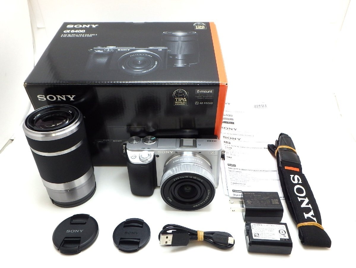 1円★ハローカメラ★ 3109 ソニー SONY α6400 ダブルズームレンズキット ILCE-6400X 約2420万画素 付属品あり 動作品 即決あり拍卖