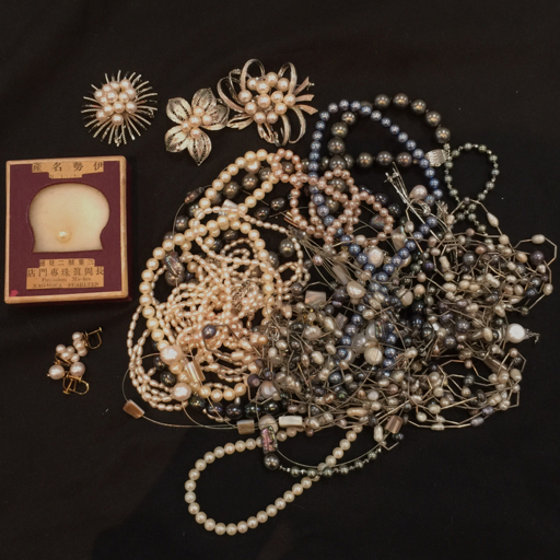 パール イヤリング 金具K14 K18 含 ネックレス ブローチ 等 アクセサリー イミテーション 総重量約0.5kg まとめ拍卖