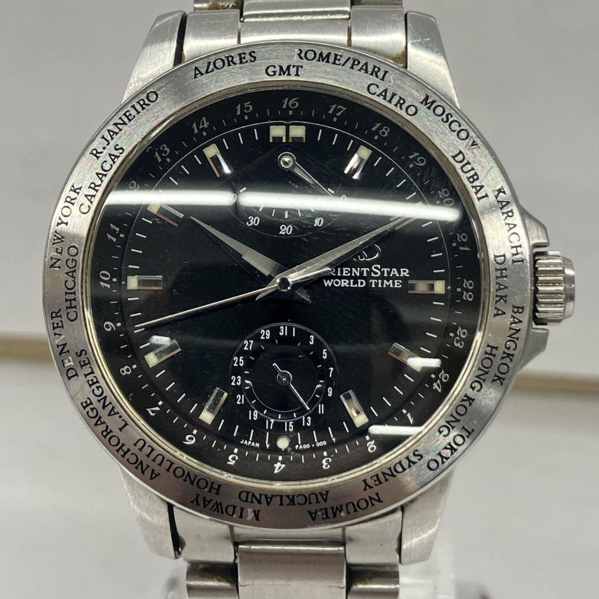 I231-F7-1731◎ ORIENT STAR WORLD TIME 時計 メンズ 自動巻き FA00-C0 裏スケ 稼働 FC拍卖