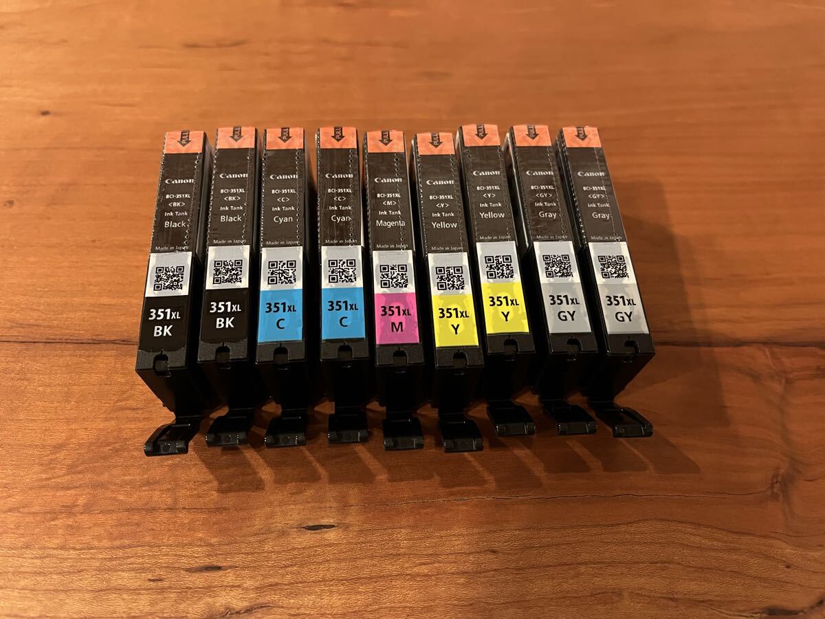 1円スタート キヤノン純正 大容量インクタンク BCI-351XL BK/C/M/Y/GY 5色 計9個 Canon拍卖