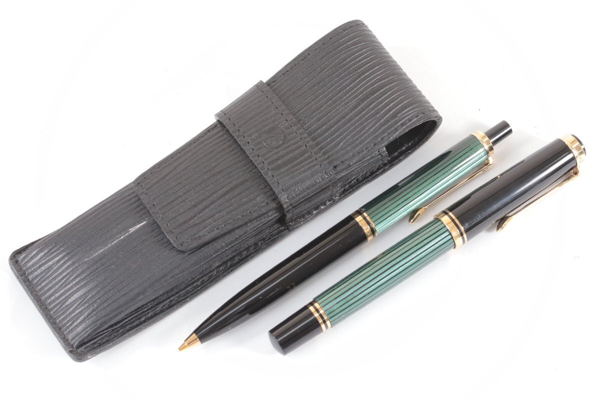 【2点】 PELIKAN ペリカン スーベレン ボールペン シャープペンシル 緑 縞模様 文具 文房具 筆記具 2948-NH拍卖