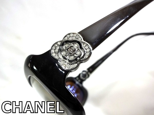 X6H003■本物■ シャネル CHANEL イタリア製 ブラウン カメリア&ストーンデザイン 小さめ サングラス メガネ 眼鏡 メガネフレーム拍卖