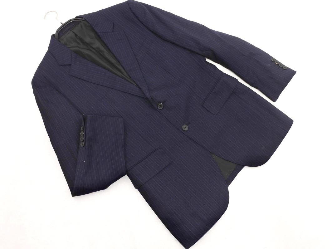 EPOCA UOMO エポカ ウォモ ウール100% ストライプ テーラード ジャケット size46/紺 ◇■ ☆ flb6 メンズ拍卖