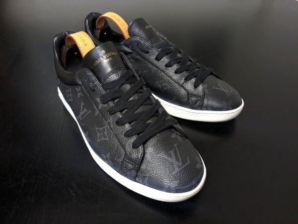 ヴィトン 6 LOUIS VUITTON ♯MS0210 ルクセンブルク モノグラム 黒 コンビレザースニーカー 2203拍卖