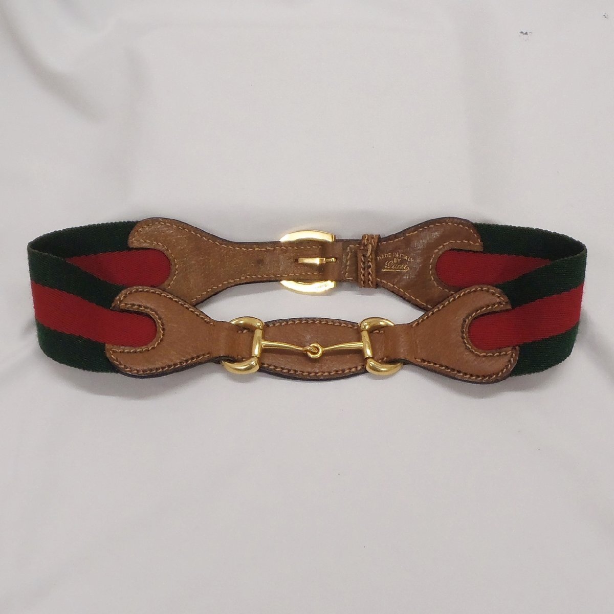 GUCCI グッチ 2WAYベルト ホースビット ホースシュー 馬蹄 シェリーライン レザー×キャンバス 表記サイズ65cm 中古品 f_b(j)拍卖