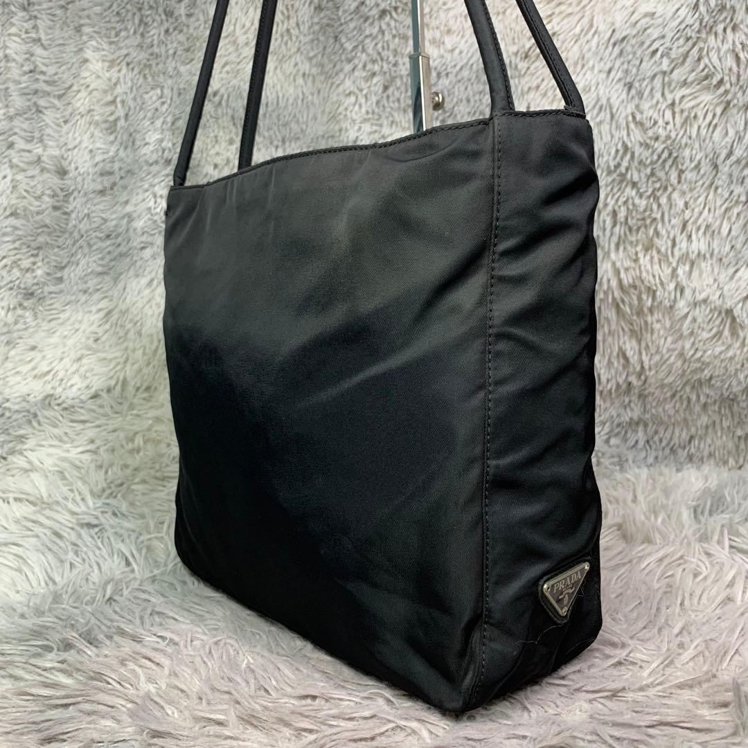 美品 PRADA プラダ ポコノ トートバッグ ショルダーバッグ ハンドバッグ 三角ロゴ 三角プレート 肩掛け 黒 ブラック ナイロン レディース拍卖