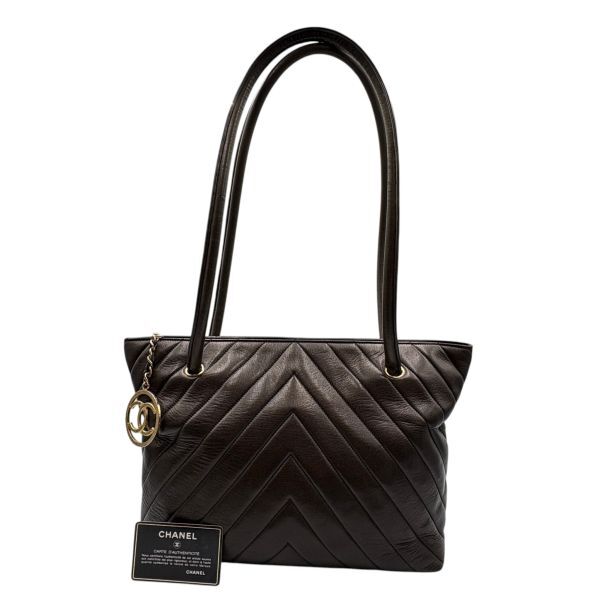 0385■1円 美品 CHANEL シャネル ココマーク Vステッチ シェブロン ショルダーバッグ ラムスキン ゴールド金具 ブラック ヴィンテージ拍卖