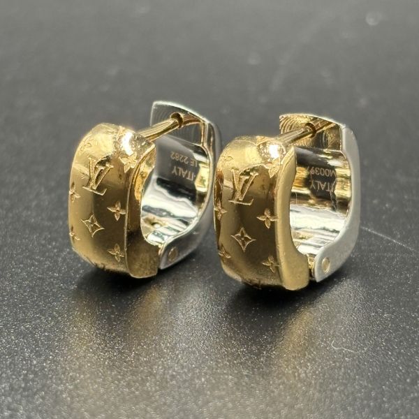 0390■1円 極美品 LOUIS VUITTON ルイヴィトン ブックレドレイユ ナノグラム ピアス M00397 モノグラム ゴールド シルバー アクセサリー拍卖