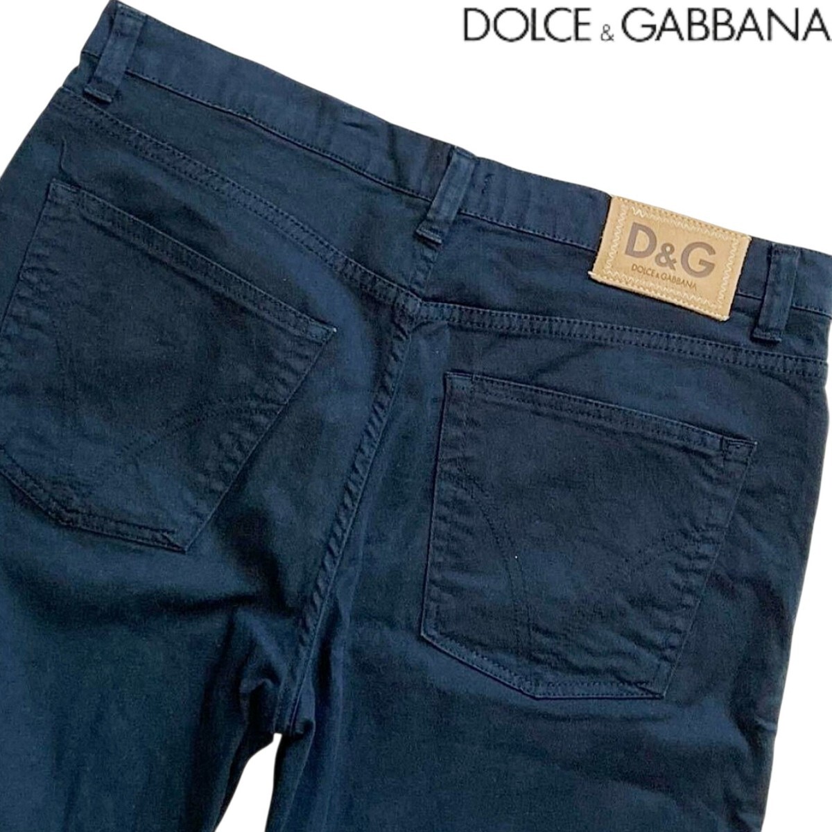 極美品●L相当 ドルチェ&ガッバーナ メンズ デニムパンツ ストレッチ ロゴパッチ ジーンズ ボタンフライ ストレート DOLCE & GABBANA W50拍卖