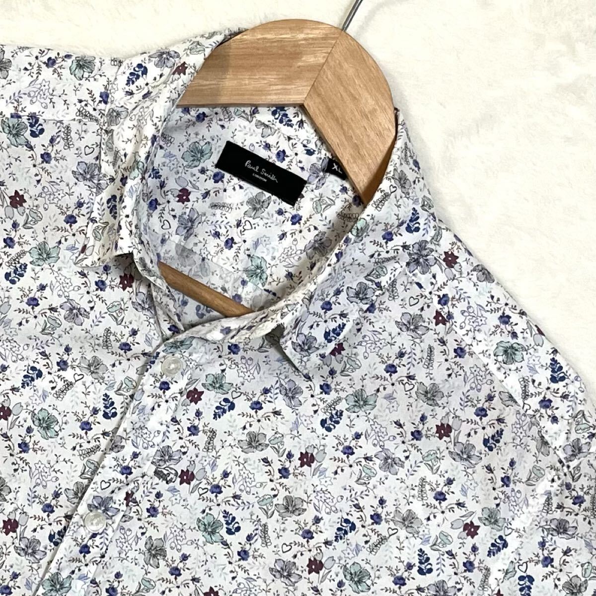 【美品】Paul Smith LONDON 半袖シャツ XL 花柄 フラワー柄 日本製 綿100%拍卖