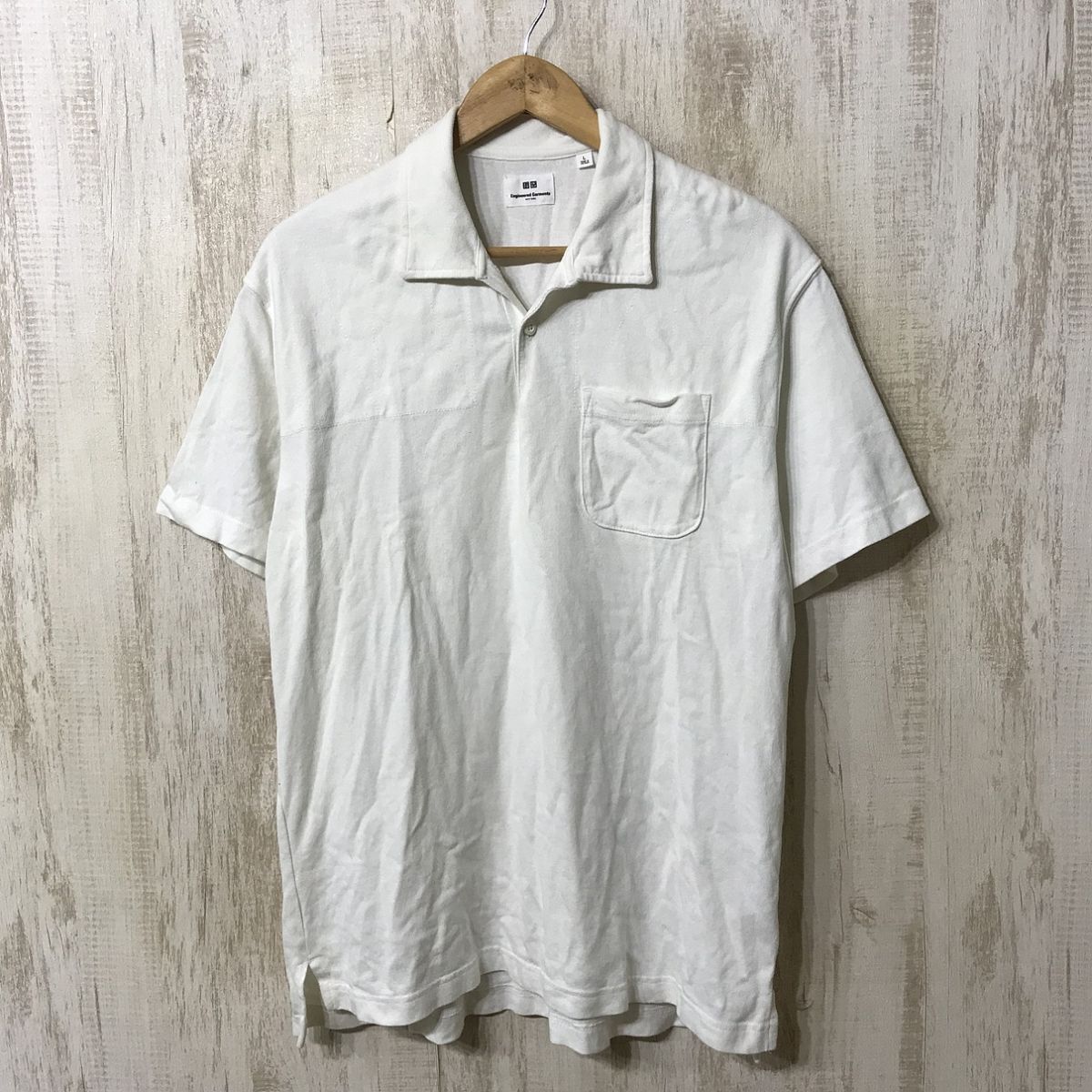 660☆【エンジニアド ガーメンツ コラボ ポロシャツ 半袖】UNIQLO × Engineered Gaments ユニクロ 白 L拍卖