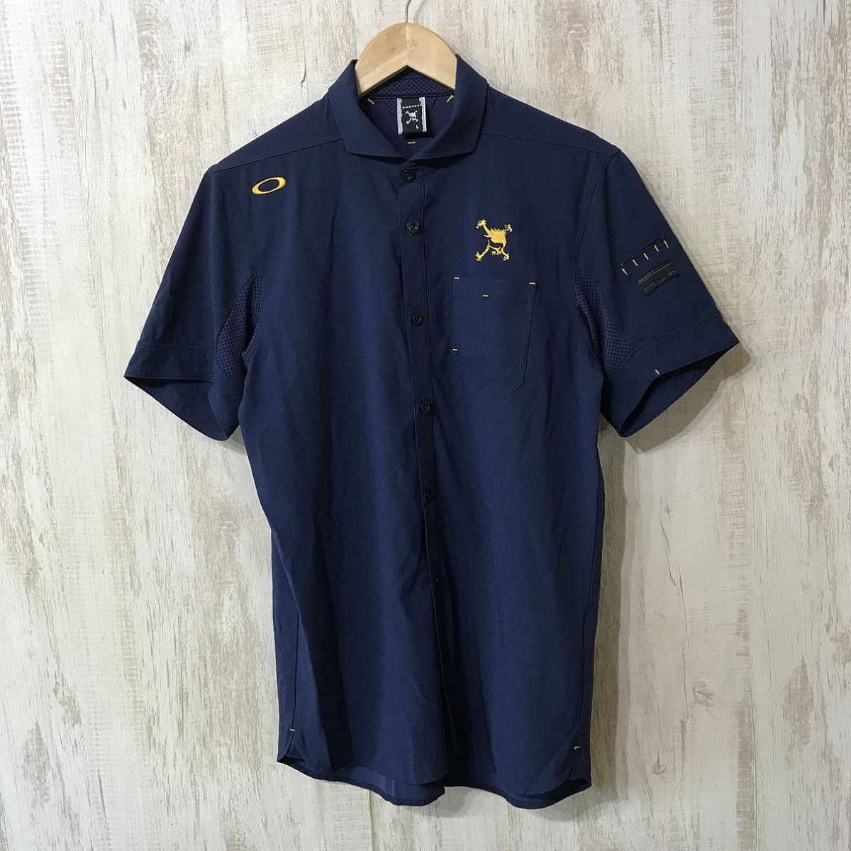 748☆【ゴルフウェア ポロシャツ 半袖】OAKLEY オークリー 紺 L拍卖