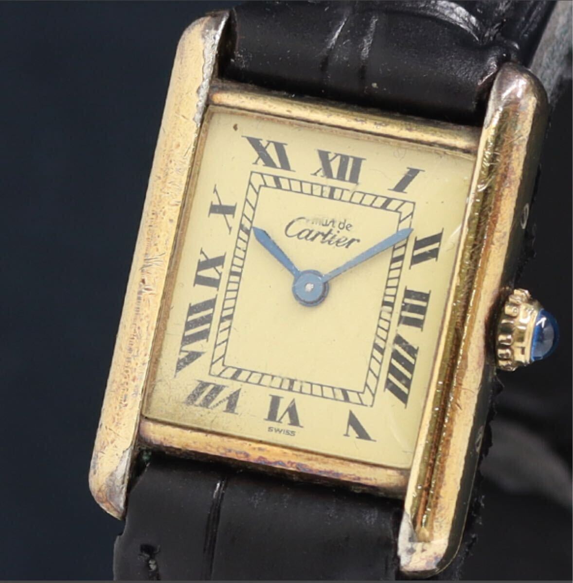 正規品 稼働 カルティエ マストタンク SV925 腕時計 5057001QZ ベージュ文字盤 レディース Cartier 手巻き メンズ ヴェルメイユ 拍卖