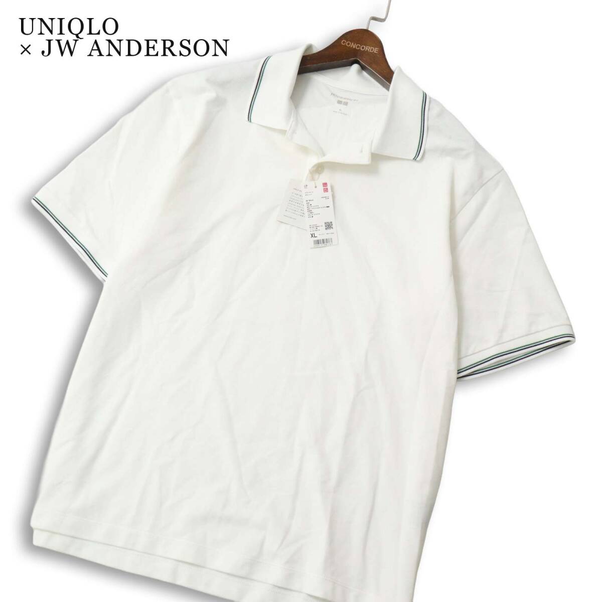 未使用 25SS★ UNIQLO × JW ANDERSON ユニクロ JWアンダーソン 半袖 ドライ カノコ ポロシャツ 大きい Sz.XL メンズ 白拍卖