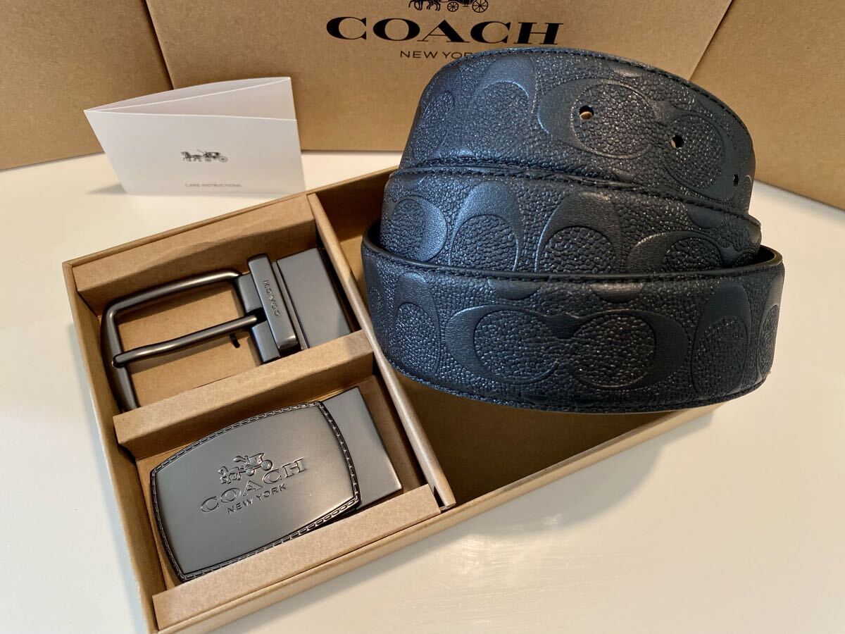 COACHコーチ リバーシブル 馬車バックル バックル回転 シグネチャーベルト ビジネス 紳士拍卖