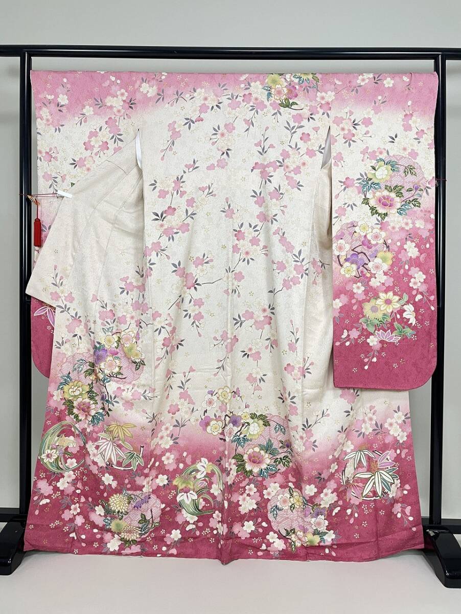 IROHA◆振袖◇【tc8043】成人式 卒業式◆正絹【中古】【銀通し】拍卖