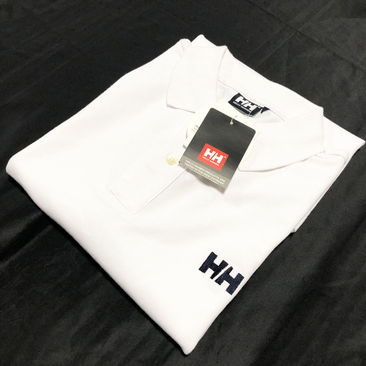 新品タグ付 保管品 HELLY HANSEN ヘリーハンセン HH31214 S/S Maxi Polo 刺繍ロゴ 鹿の子 ポロシャツ ホワイト XL ゴールドウィン拍卖