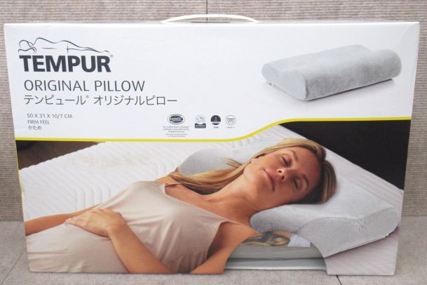 袖●●美品 TEMPUR Original Pillow テンピュール オリジナルピロー かため Mサイズ 50×31×10/7cm グレー系 低反発 枕 ピロー 寝具拍卖