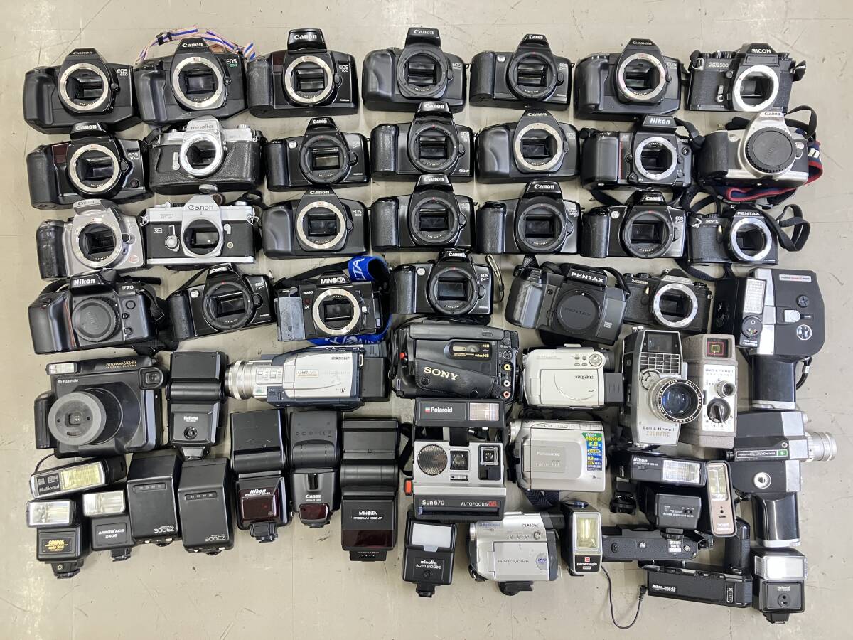 【大量55点以上】 中古カメラ一式 カメラボディ 等 フィルムカメラ ストロボ ビデオカメラ まとめ ジャンク P314拍卖