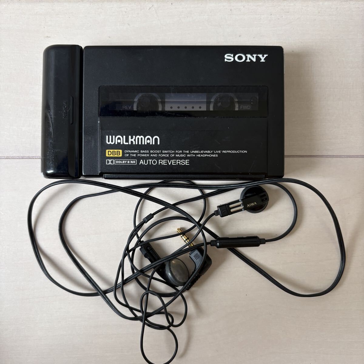 【ジャンク】SONY WALKMAN カセットプレーヤー ブラック イヤホン付き WM-150 CASSETTE PLAYER拍卖