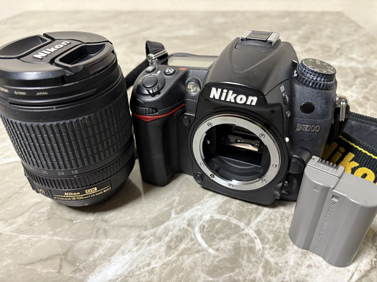 Nikon D7000 デジタル一眼レフカメラ レンズ DX NIKKOR AF-S 18-105mm f3.5-5.6G ED 動作確認済み バッテリー付き カメラ 一眼カメラ拍卖