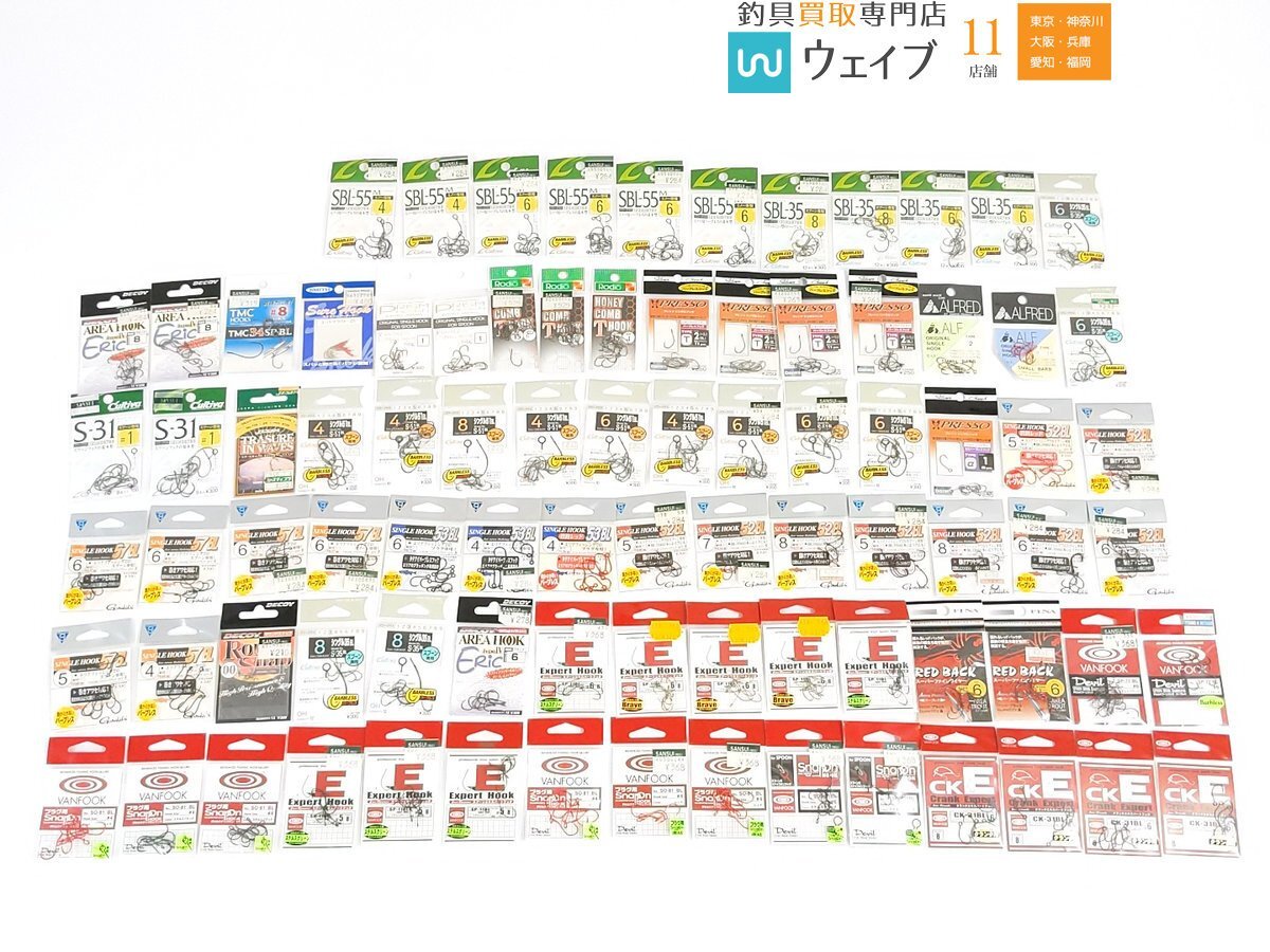 ヴァンフック スプーンエキスパートフック、がまかつ シングルフック、ダイワ プレッソ シングルフック など 86袋 未使用多数拍卖