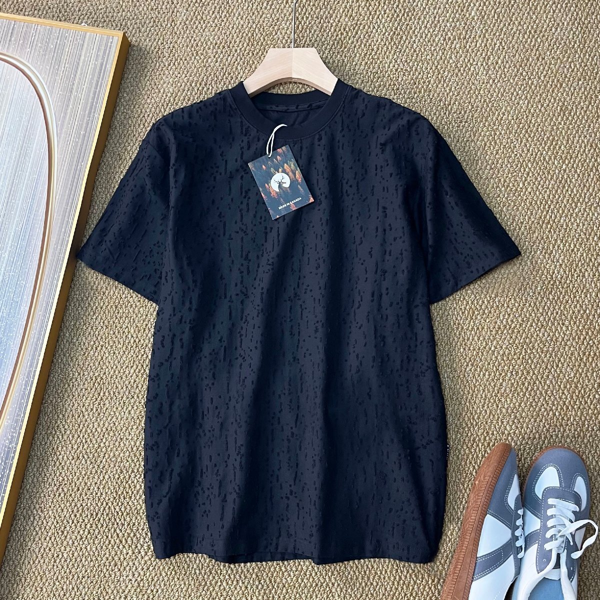 【立体感のある生地】半袖Tシャツ カナダ製造 コットン混 メンズ 無地風 高級感 春夏 ミニマル ソフト 快適 薄手 速乾 カジュアル SIZE:L拍卖