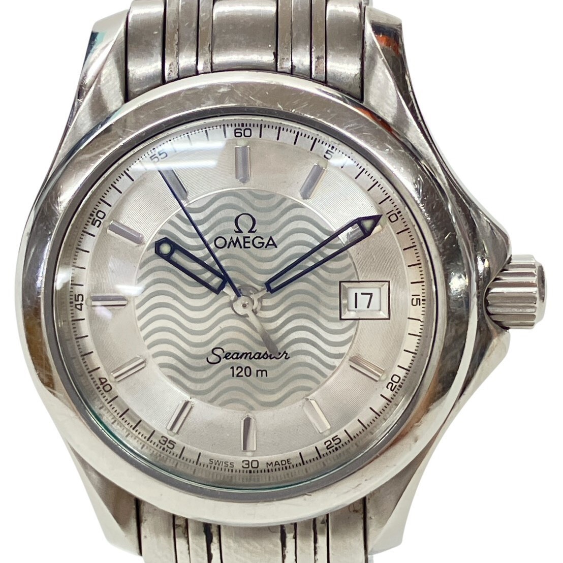 L003-HR5-833◎ OMEGA Ω オメガ メンズ腕時計 SEAMASTER 2571.31 QUARTZ クォーツ ラウンド デイト シルバー文字盤 稼働 KA拍卖