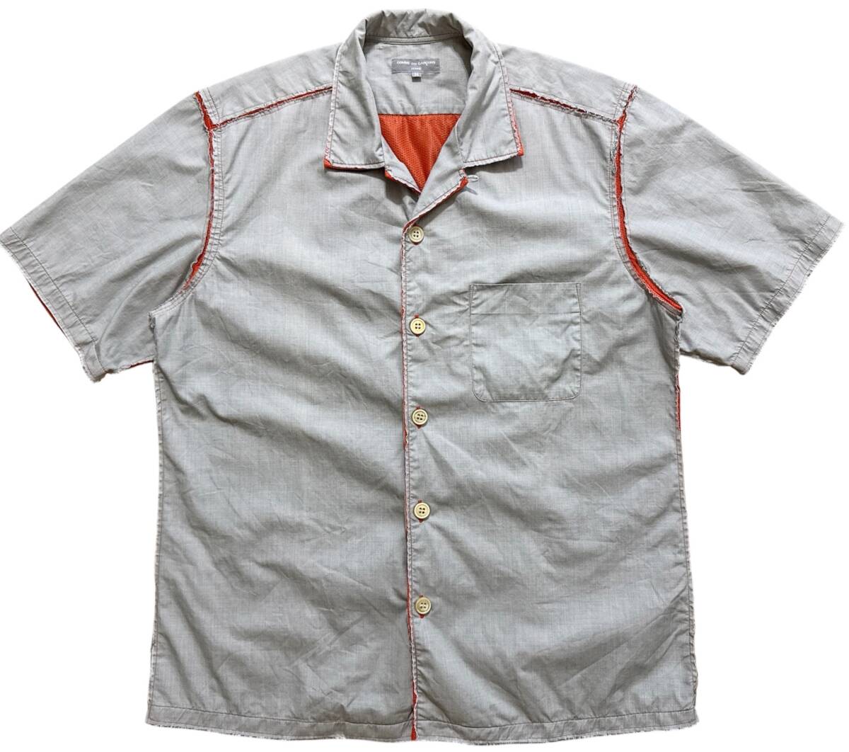 稀少美品 AD2003 田中オム COMME des GARCONS HOMME コムデギャルソン オム 裏メッシュ 裁ち切り 開襟シャツ M 拍卖