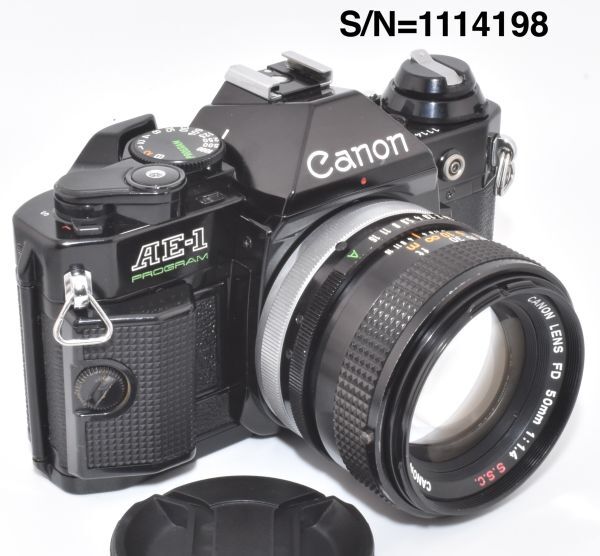 【機能確認済/P.S機能NG】CANON AE-1 PROGRAM ブラック+ FD 50mm f1.4 S.S.C.(1114198_J22)拍卖