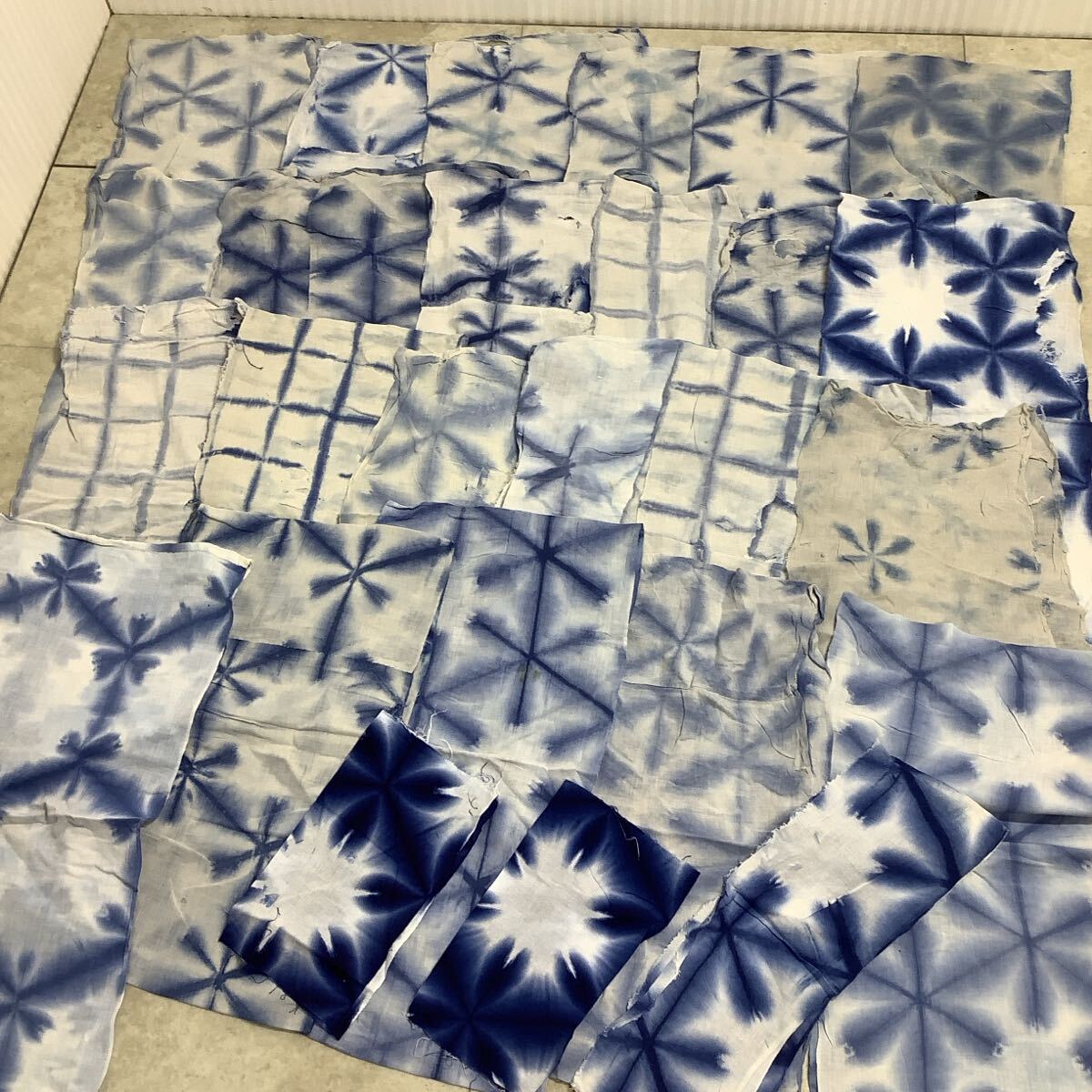 古布前掛け専門屋◆貴重品◆昭和◆有松絞り◆23枚◆雪花絞り◆おしめ◆木綿◆反物◆板締め絞り◆拍卖