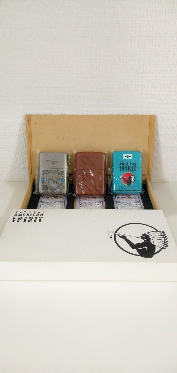 新品未使用 zippo ジッポー 3個セット アメスピ アメリカンスピリット 2004年製 専用木箱 マルボロ キャメル ラッキーストライク拍卖