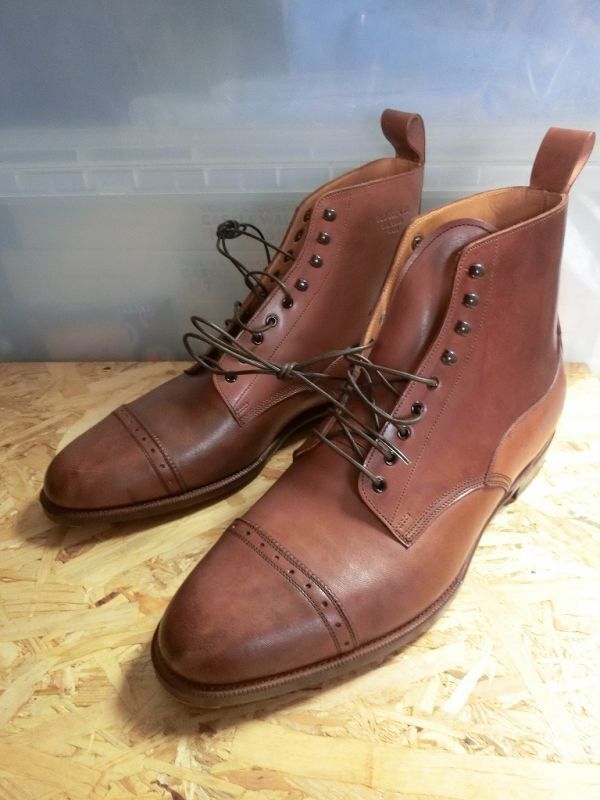 OLD JOE & CO レザー パンチドキャップトゥ レースアップブーツ 27.5 ブラウン系 #0183 オールドジョー拍卖