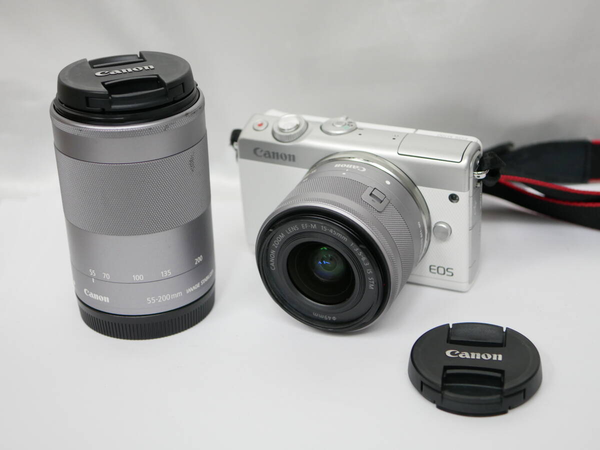 #4900 CANON EOS M100 15-45mm 55-200mm キャノン イオス ミラーレスカメラ拍卖