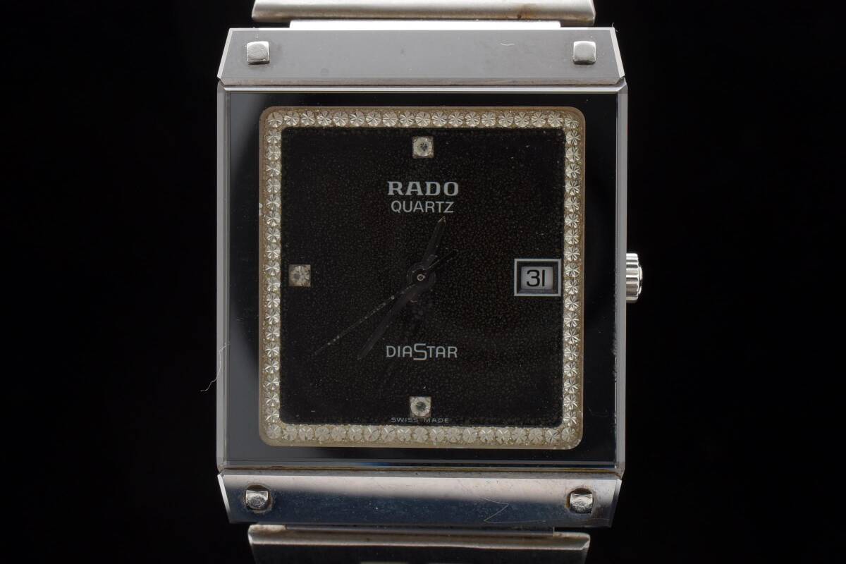 送料込み!RADO ラドー DIASTAR ダイヤスター 129.0154.3 クォーツ ブラック文字盤 デイト SS メンズ 腕時計 動作未確認拍卖